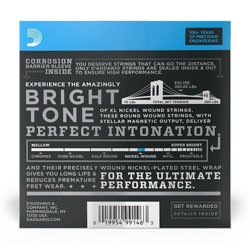 D'Addario EXL156 Nickel Wound Electric Guitar/ Bass Strings for the Fender VI, 24 - 84 (EXL156) - Gsus4