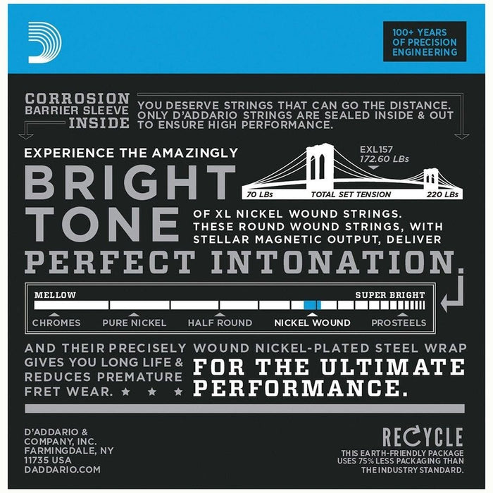 D'Addario EXL157 Nickel Wound Electric Guitar Strings - Baritone Medium (14 - 68) (EXL157) - Gsus4