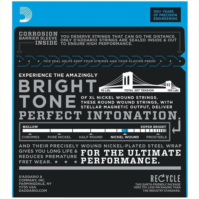 D'Addario EXL158 Nickel Wound Electric Guitar Strings - Baritone Light (13 - 62) (EXL158) - Gsus4