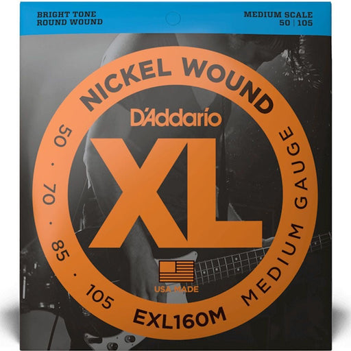 D'Addario EXL160 XL Nickel Wound Bass Strings - Med Scale - Medium (50 - 105) (EXL160M) - Gsus4