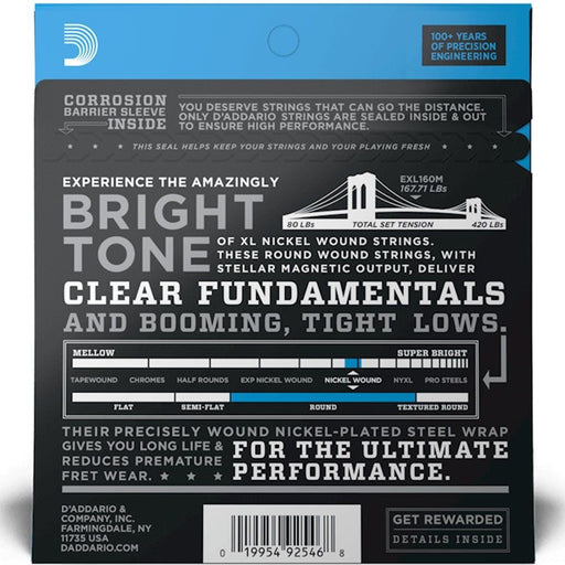 D'Addario EXL160 XL Nickel Wound Bass Strings - Med Scale - Medium (50 - 105) (EXL160M) - Gsus4