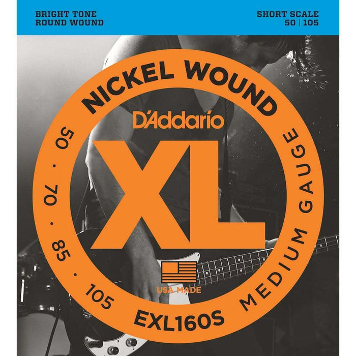 D'Addario EXL160S Nickel Wound Bass Guitar Strings - Short Scale - Medium (50 - 105) (EXL160S) - Gsus4