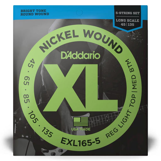 D’Addario EXL165-5 Custom Light 5-String Nickel Wound Bass Guitar Strings 45-135 Long Scale (EXL165-5) - Gsus4