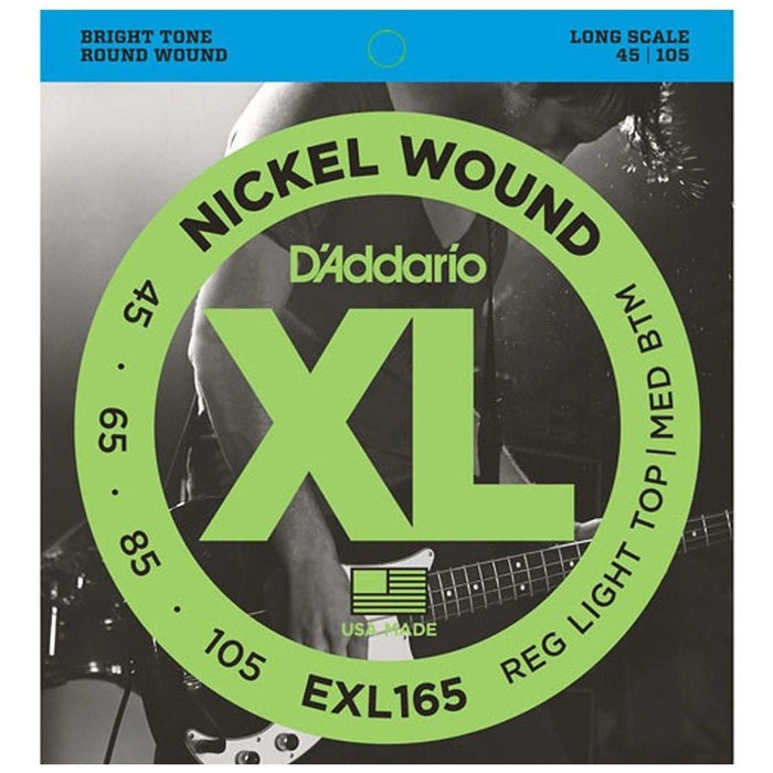 D'Addario EXL165 Nickel Wound Bass Guitar Strings - Long Scale - Custom Light (45 - 105) (EXL165) - Gsus4