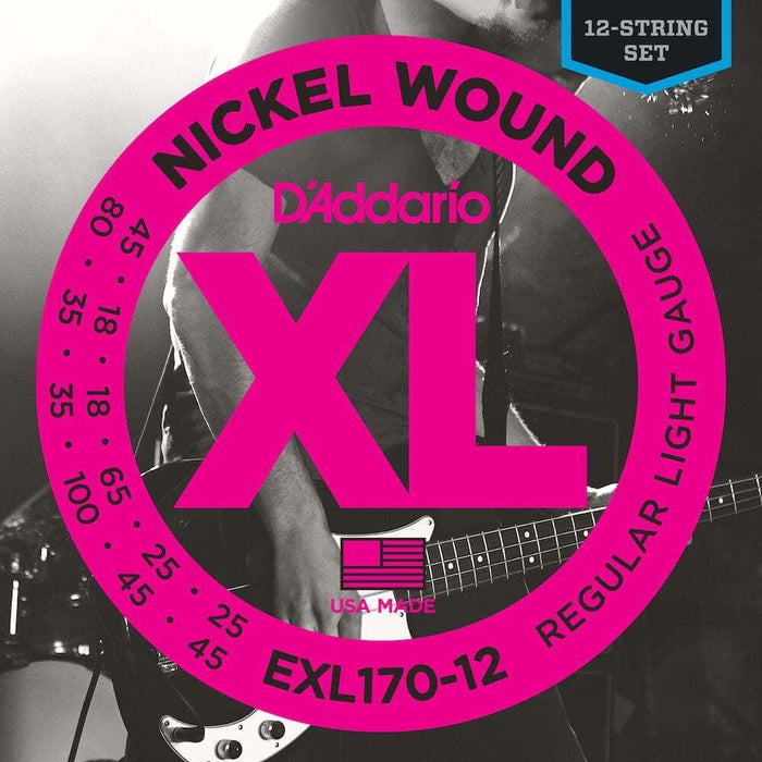 D'Addario EXL170 - 12 Nickel Wound Bass Guitar Strings Light 18 - 45 (EXL170-12) - Gsus4