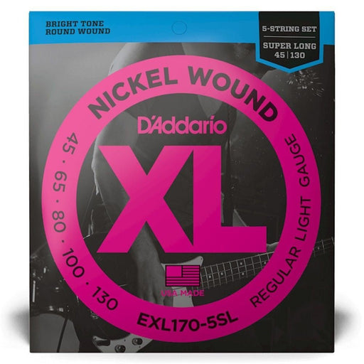 D'Addario EXL170 - 5SL 5 - String Nickel Wound Bass Strings - Super Long Scale (45 - 130) (EXL170-5SL) - Gsus4