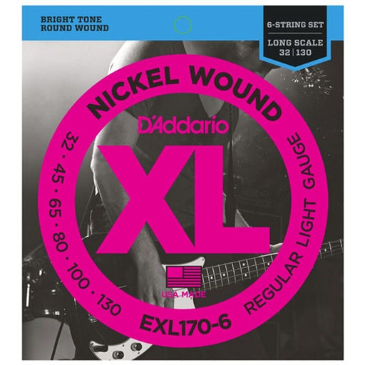 D'Addario EXL170 - 6 6 - String Nickel Wound Bass Strings - Light Long Scale (32 - 130) (EXL170-6) - Gsus4