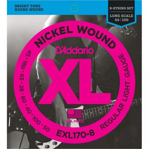 D'Addario EXL170-8 8-String Nickel Wound Bass Guitar Strings Light 32-130 Long Scale (EXL170-8) - Gsus4