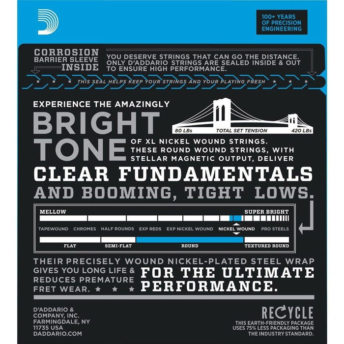 D'Addario EXL170 Nickel Wound Bass Guitar Strings - Long Scale - Light (45 - 100) (EXL170) - Gsus4