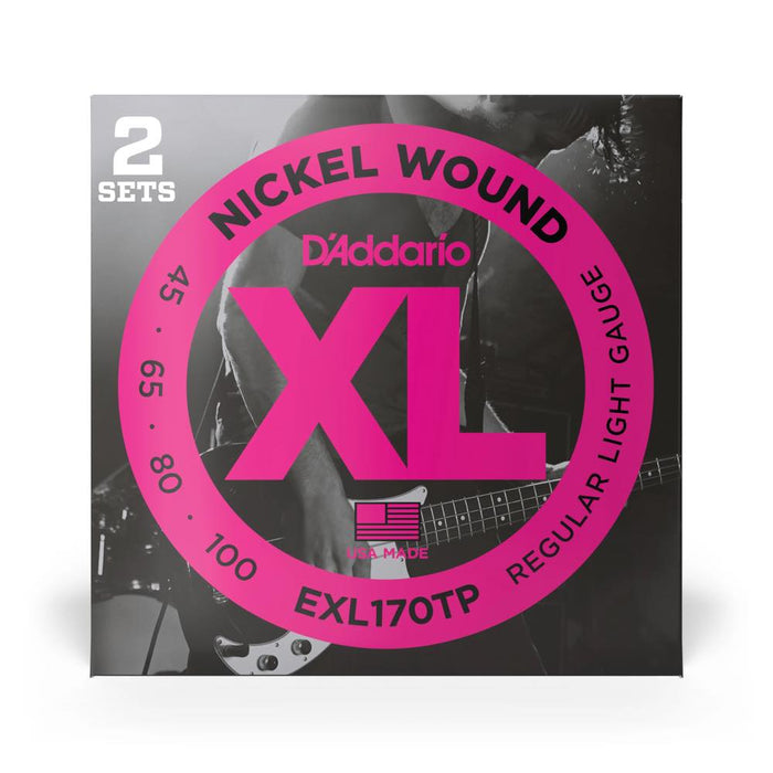 D'Addario EXL170TP Nickel Wound Bass Guitar Strings Light 45-100 Long Scale, Twin Pack (EXL170TP) - Gsus4