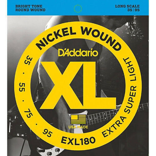 D'Addario EXL180 Nickel Wound Bass Guitar Strings - Long Scale - Extra Super Light (35 - 95) (EXL180) - Gsus4