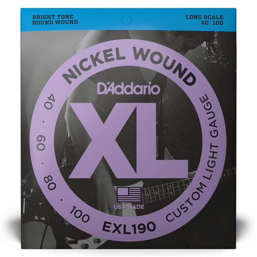 D'Addario EXL190 Nickel Wound Bass Guitar Strings Custom Light 40-100 Long Scale (EXL190) - Gsus4