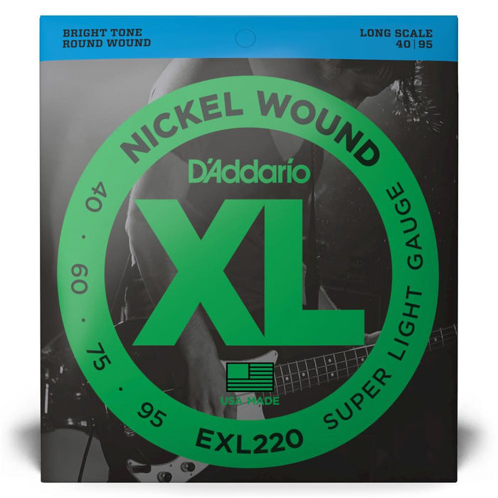 D'Addario EXL220 Nickel Wound Bass Guitar Strings Super Light 40-95 Long Scale (EXL220) - Gsus4