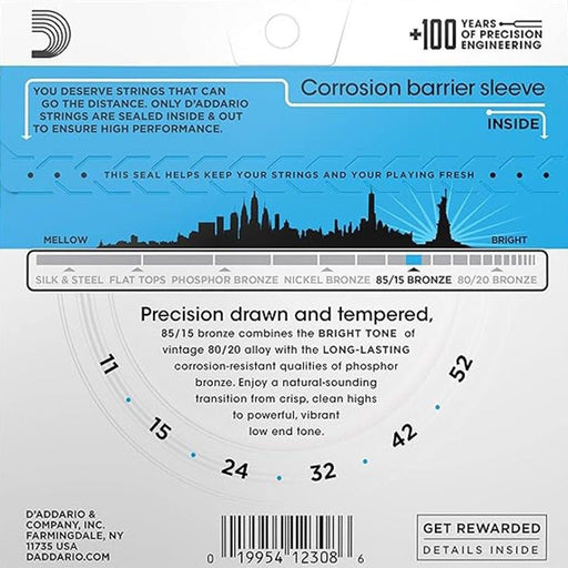 D'Addario EZ910 85/15 Bronze Acoustic Guitar Strings Light (11 - 52) (EZ910) - Gsus4