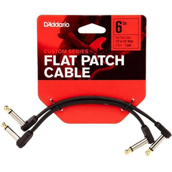 D'Addario Flat Patch Cable - Offset Right - Angle 2 - Pack (6 inches) (PW-FPRR-206OS) - Gsus4