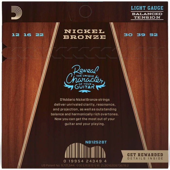 D'Addario NB1252 Nickel Bronze Balanced Tension Light Set (12 - 52) (NB1252BT) - Gsus4