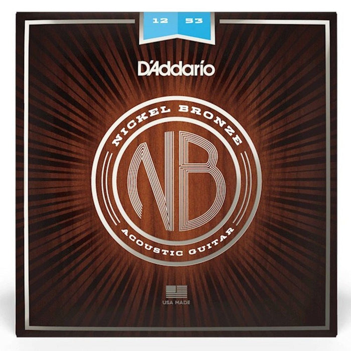 D'Addario NB1253 Nickel Bronze Acoustic Guitar Strings, Light, 12 - 53 (NB1253) - Gsus4