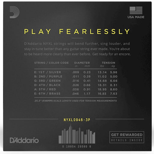 D'Addario NYXL0946 - 3P Nickel Wound Electric Strings Super Lt Top/Reg Bottom (9 - 46) 3 Set (NYXL0946-3P) - Gsus4