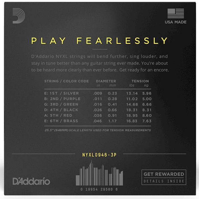 D'Addario NYXL0946 - 3P Nickel Wound Electric Strings Super Lt Top/Reg Bottom (9 - 46) 3 Set (NYXL0946-3P) - Gsus4