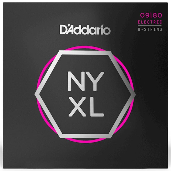 D'Addario NYXL0980 Nickel Wound 8 - String Electric Guitar Strings - Super Light (09 - 80) (NYXL0980) - Gsus4