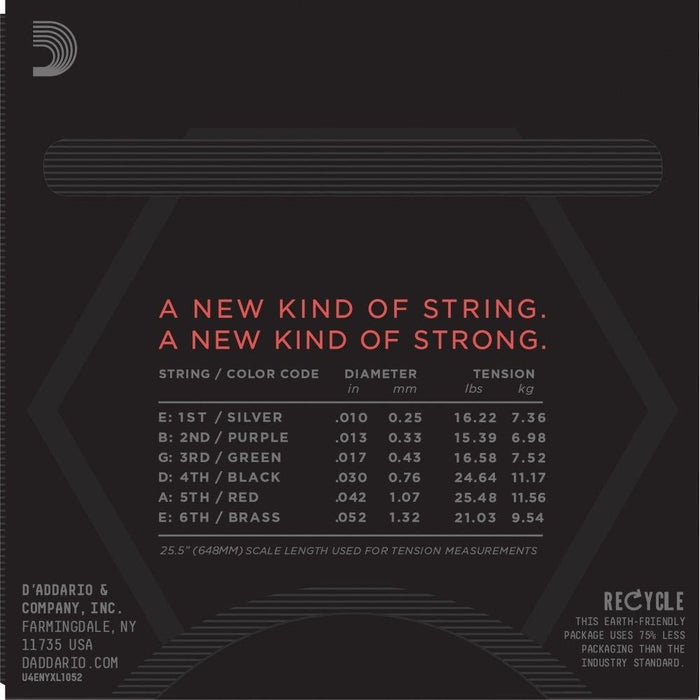 D'Addario NYXL1052 Nickel Wound Electric Strings - Light Top / Heavy Bottom (10 - 52) (NYXL1052) - Gsus4