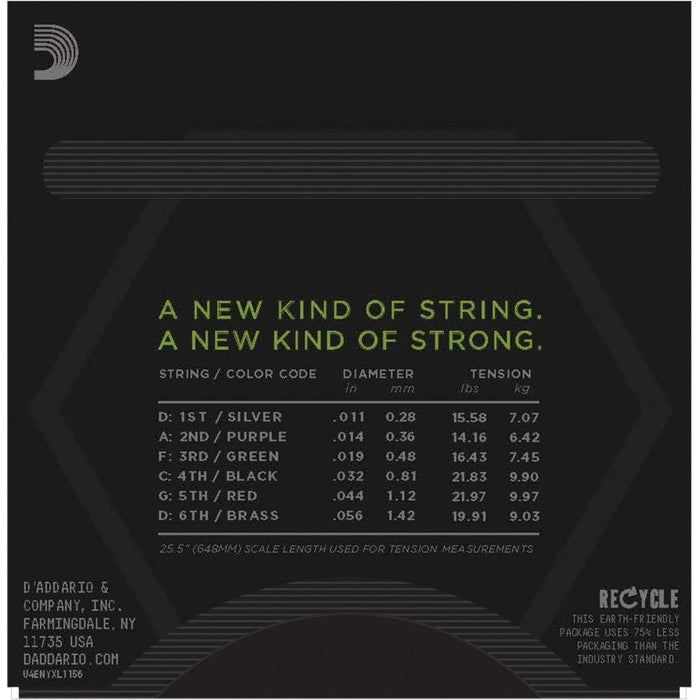 D'Addario NYXL1156 Nickel Wound Electric Strings Medium Top/Extra Heavy Bottom (11 - 56) (NYXL1156) - Gsus4