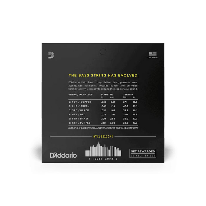D'Addario NYXL45130| Hybrid Light Multiscale 5 - String Fanned Fret Bass Strings (NYXL32130MS) - Gsus4