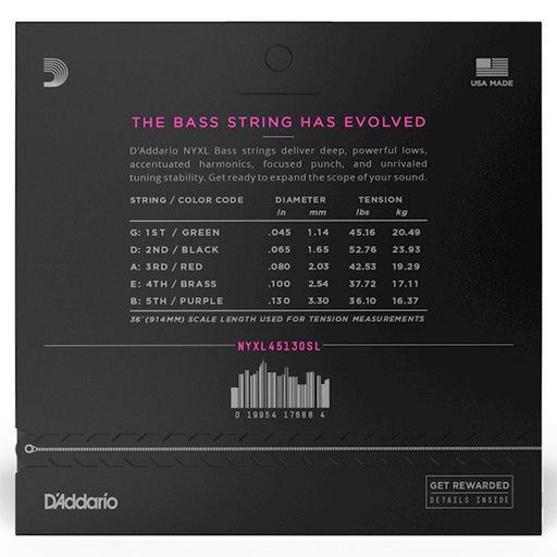 D'Addario NYXL45130SL Nickel Wound Bass Strings - Light Super Long Scale (45 - 130) (NYXL45130SL) - Gsus4