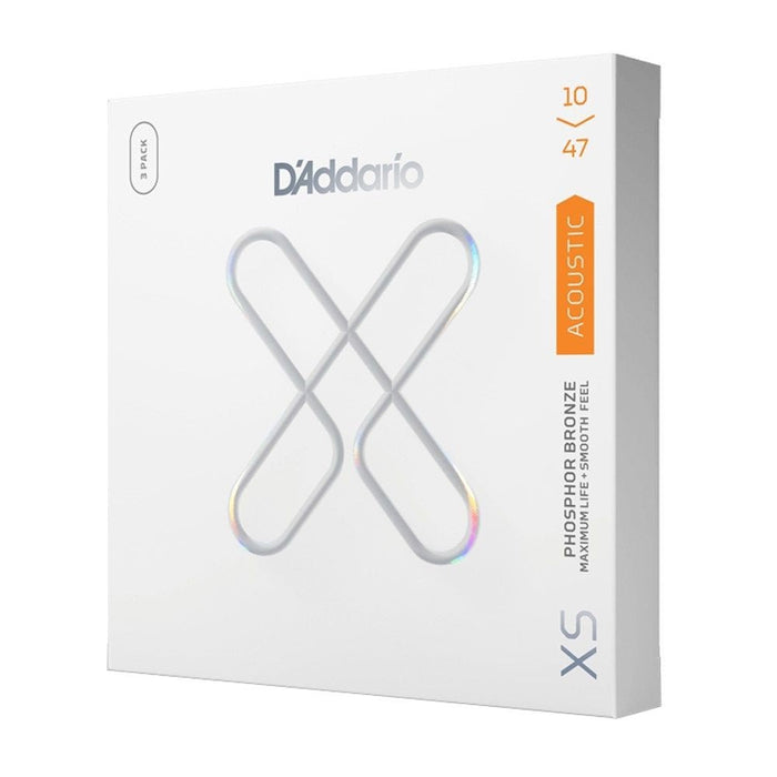 D'Addario XS Coated Acoustic Phosphor Bronze Strings - Extra Light 3 - Pack (10 - 47) (XSAPB1047-3P) - Gsus4
