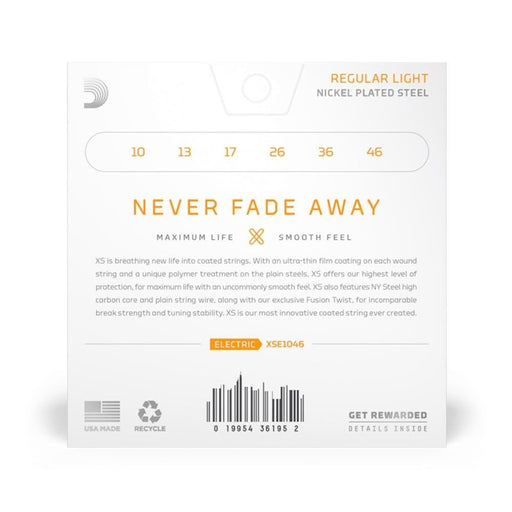 D'Addario XS Coated Nickel Plated Steel Electric Strings - Reg Light (10 - 46) (XSE1046) - Gsus4