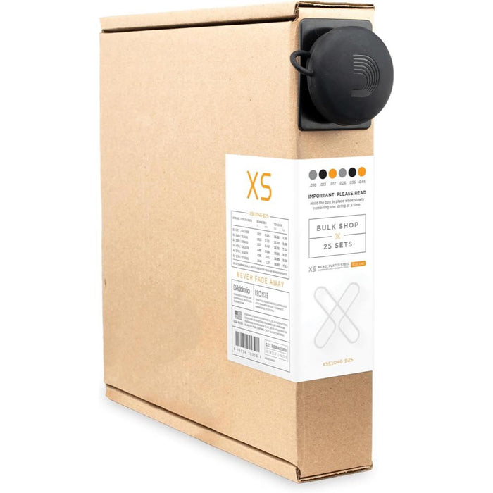 D'Addario XSE1046-B25 XS Coated Nickel Plated Steel Electric Strings - Light (10-46) - 25-Set Bulk Box (XSE1046-B25) - Gsus4
