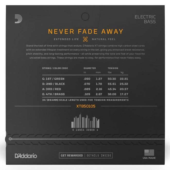 D'Addario XT Bass Nickel Plated Steel Strings - Medium Long Scale Set (50 - 105) (XTB50105) - Gsus4