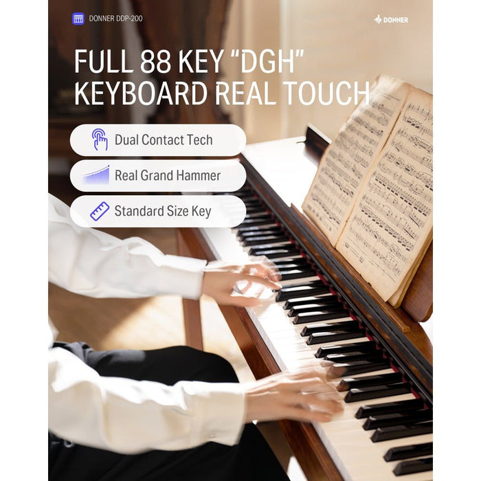 Donner | DDP - 200 | 88 - Key Graded Hammer Action Digital Piano | Semi - Open Cover Design (EC3009) - Gsus4