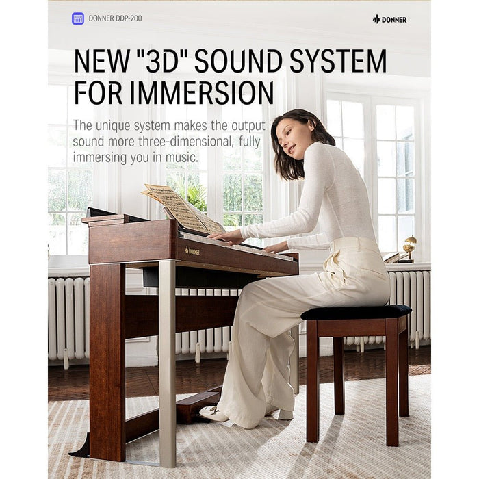 Donner | DDP - 200 | 88 - Key Graded Hammer Action Digital Piano | Semi - Open Cover Design (EC3009) - Gsus4