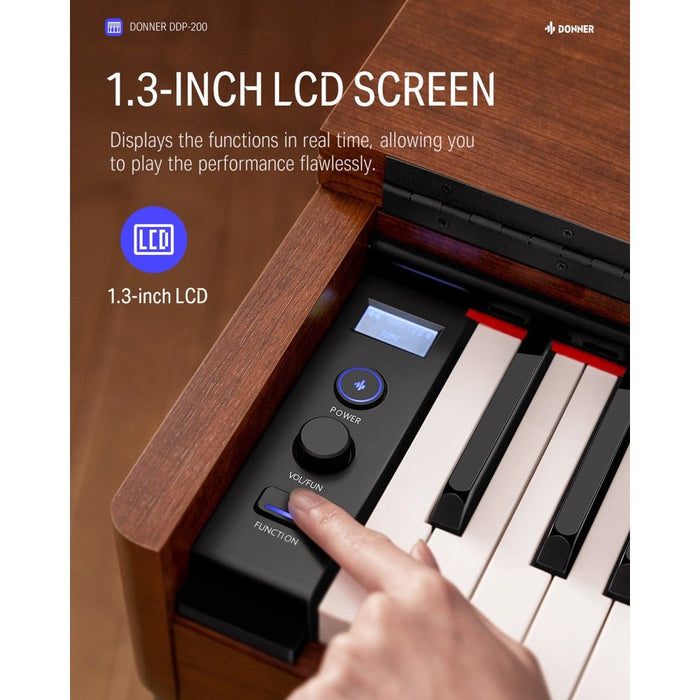 Donner | DDP - 200 | 88 - Key Graded Hammer Action Digital Piano | Semi - Open Cover Design (EC3009) - Gsus4