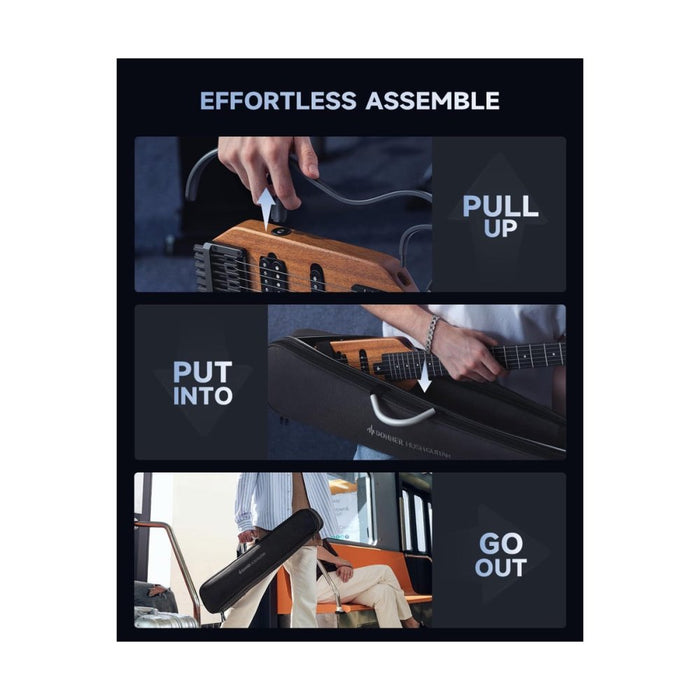 Donner | HUSH - X Headless Electric Guitar Kit | w/ Carry - On Case & Accessories | Natural (EC6808) - Gsus4