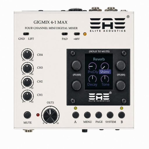 Elite Acoustics | EAE | GigMix 4 - 1 MAX | 4Ch Digital Mixer | w/ DSP Gate, Compressor, EQ, Reverb & Delay (Gigmix4-1-MAX) - Gsus4