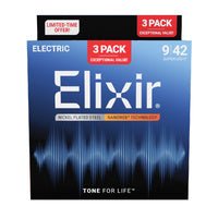 Elixir | 16566 | 3 PACK | Nanoweb | Electric Strings | Nickel Plated Steel | Super Light | 9 - 42 | 23/E - NW - SL - 3P (E16566) - Gsus4