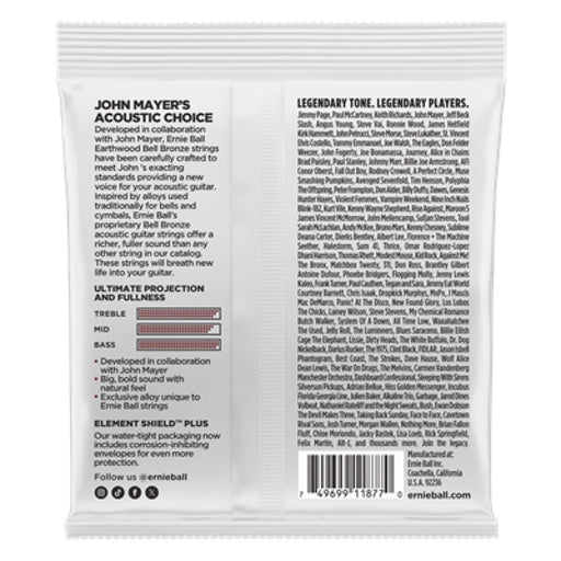 Ernie Ball | ACOUSTIC Guitar Strings | Bell Bronze Earthwood | John Mayer Collab | Medium Light 12 - 54 | P02346 (P02346) - Gsus4