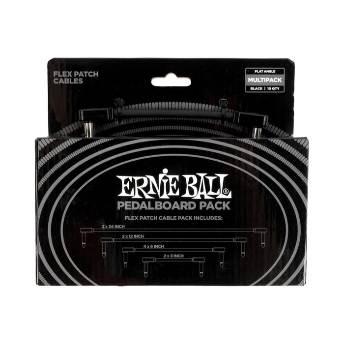 Ernie Ball | Flat Ribbon Patch Cables | 10 - Pack | Pedalboard Multi - Pack | Black | P06462 (P06462) - Gsus4