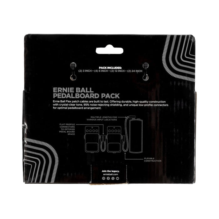 Ernie Ball | Flat Ribbon Patch Cables | 10 - Pack | Pedalboard Multi - Pack | Black | P06462 (P06462) - Gsus4