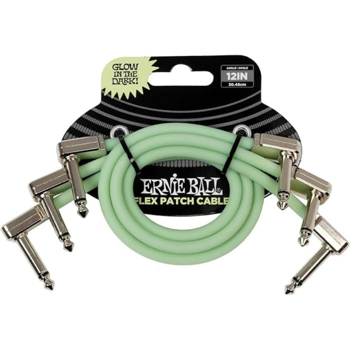 Ernie Ball | Flex Patch Cable | 3 Pack | Glow In The Dark | 12 Inch | P06476 (P06476) - Gsus4