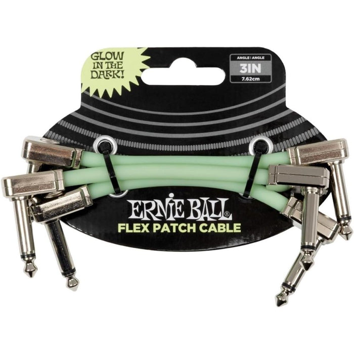 Ernie Ball | Flex Patch Cable | 3 Pack | Glow In The Dark | 3 Inch | P06474 (P06474) - Gsus4
