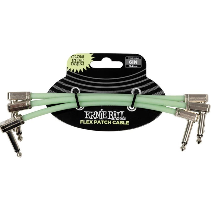 Ernie Ball | Flex Patch Cable | 3 Pack | Glow In The Dark | 6 Inch | P06475 (P06475) - Gsus4