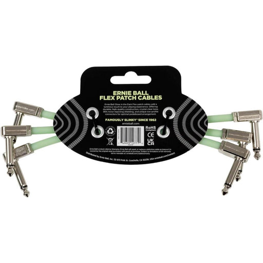 Ernie Ball | Flex Patch Cable | 3 Pack | Glow In The Dark | 6 Inch | P06475 (P06475) - Gsus4