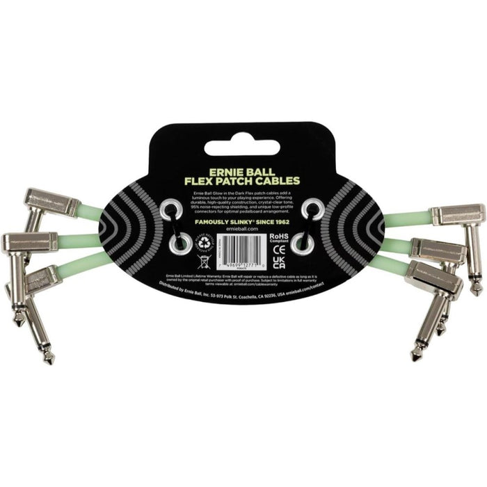 Ernie Ball | Flex Patch Cable | 3 Pack | Glow In The Dark | 6 Inch | P06475 (P06475) - Gsus4