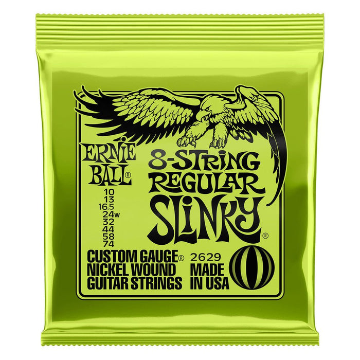 Ernie Ball P02629 Regular Slinky Nickel Wound 8-String Electric Guitar Strings 10-74 Gauge