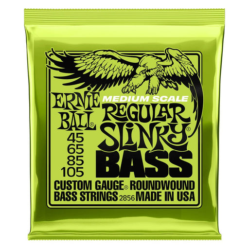 Ernie Ball P02856 Regular Slinky Nickel Wound Medium Scale Electric Bass Strings 45-105 Gauge