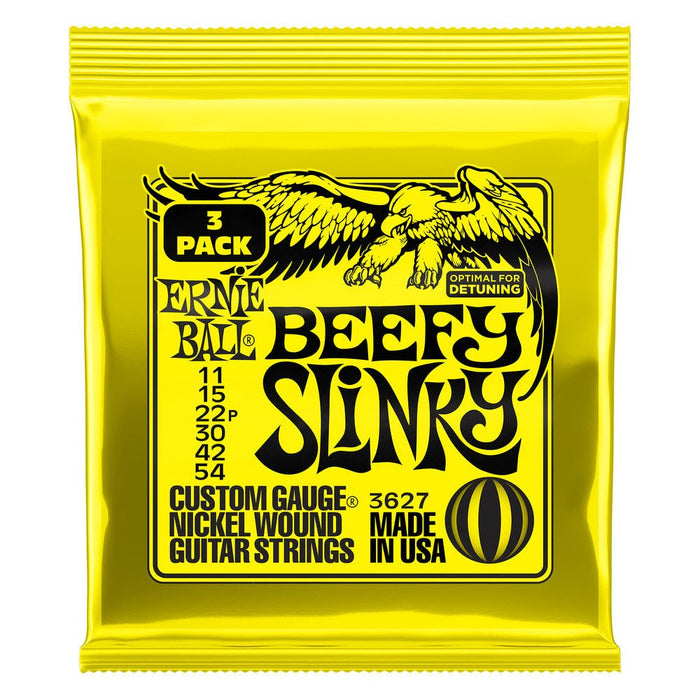 Ernie Ball P03627 Beefy Slinky Nickel Wound Electric Guitar Strings 11-54 Gauge - 3 Pack