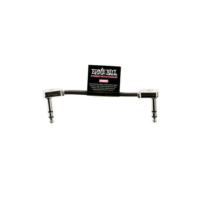 Ernie Ball P06407 Flat Ribbon Stereo Patch Cable 3in - Black - Single